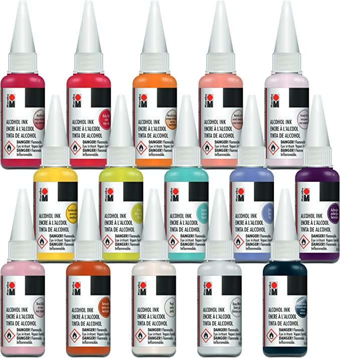 Marabu Alcohol Ink for Epoxy Resin - 6 Classic Colors Set 