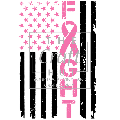 Breast Cancer Awareness DTF Transfer - Fight Flag