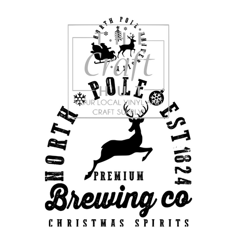 Christmas DTF Transfer - North Pole Brewing Co. (Pocket and Back)