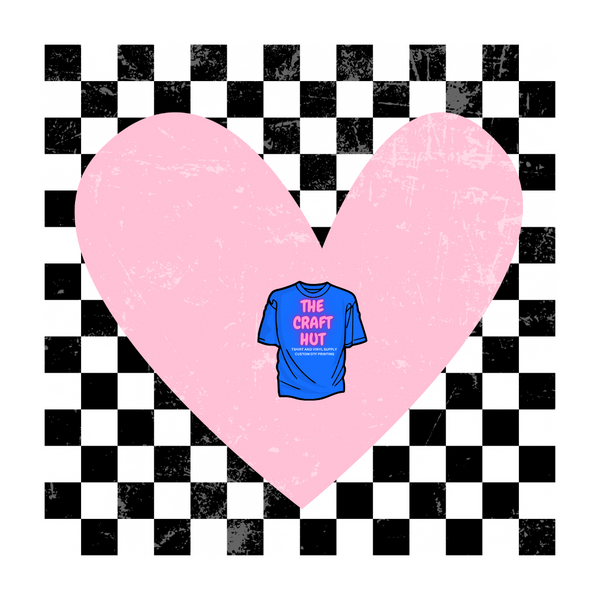 Valentines Day DTF Transfer - Checkered Heart