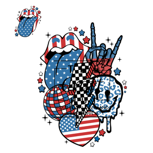 Patriotic DTF - Smiley, Tongue, Bolt (Front and Back)