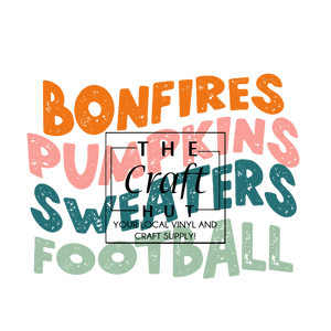 Fall DTF Transfer - Bonfires, Pumpkins Sweaters , Football