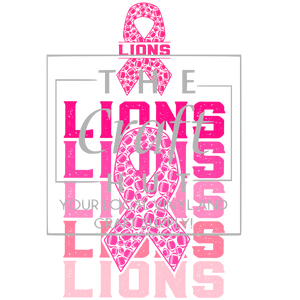 Lions DTF Transfer - Lions Pink Ribbon (Pocket and Back)