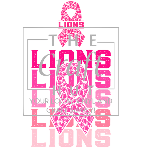 Lions DTF Transfer - Lions Pink Ribbon (Pocket and Back)