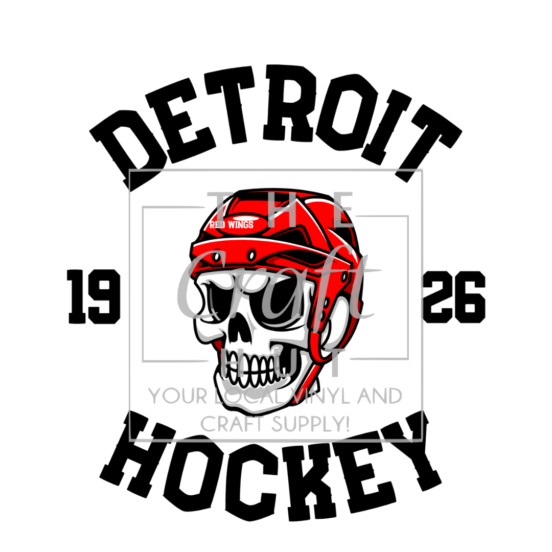 Red Wings DTF Transfer - Detroit Hockey Skeleton