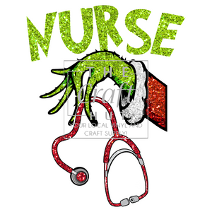 Christmas DTF Transfer - Nurse W/Green Hand