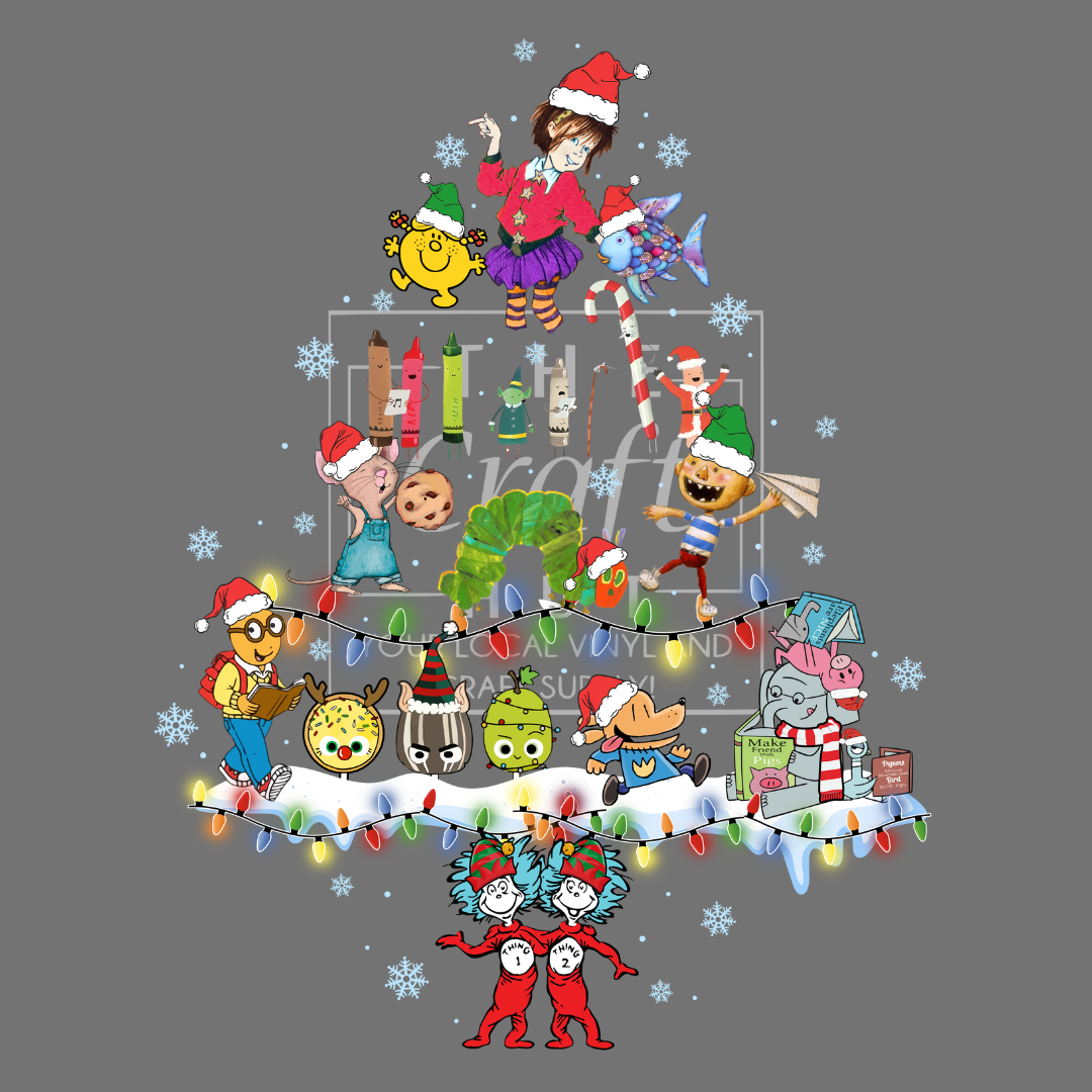 Christmas DTF Transfer - Kids Books Christmas Tree