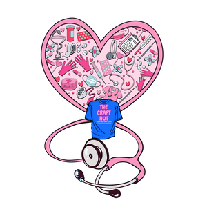 Valentines DTF Transfer - Heart Stethoscope