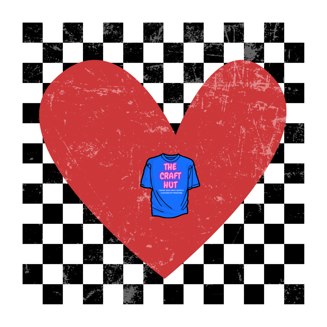 Valentines Day DTF Transfer - Checkered Heart