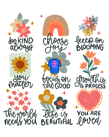 Mental Health DTF Transfer - Affirmation Doodles