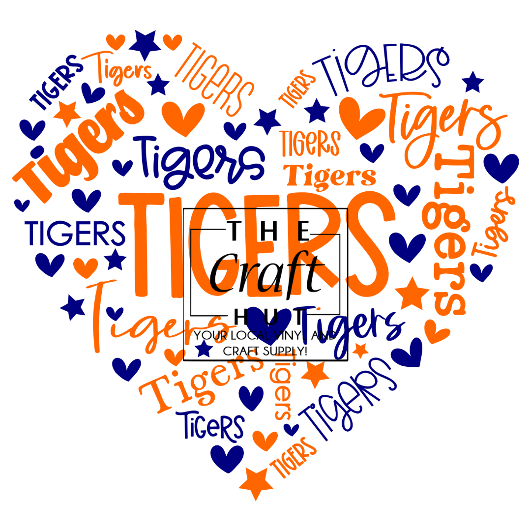 Tigers DTF - Typography Heart (Youth)